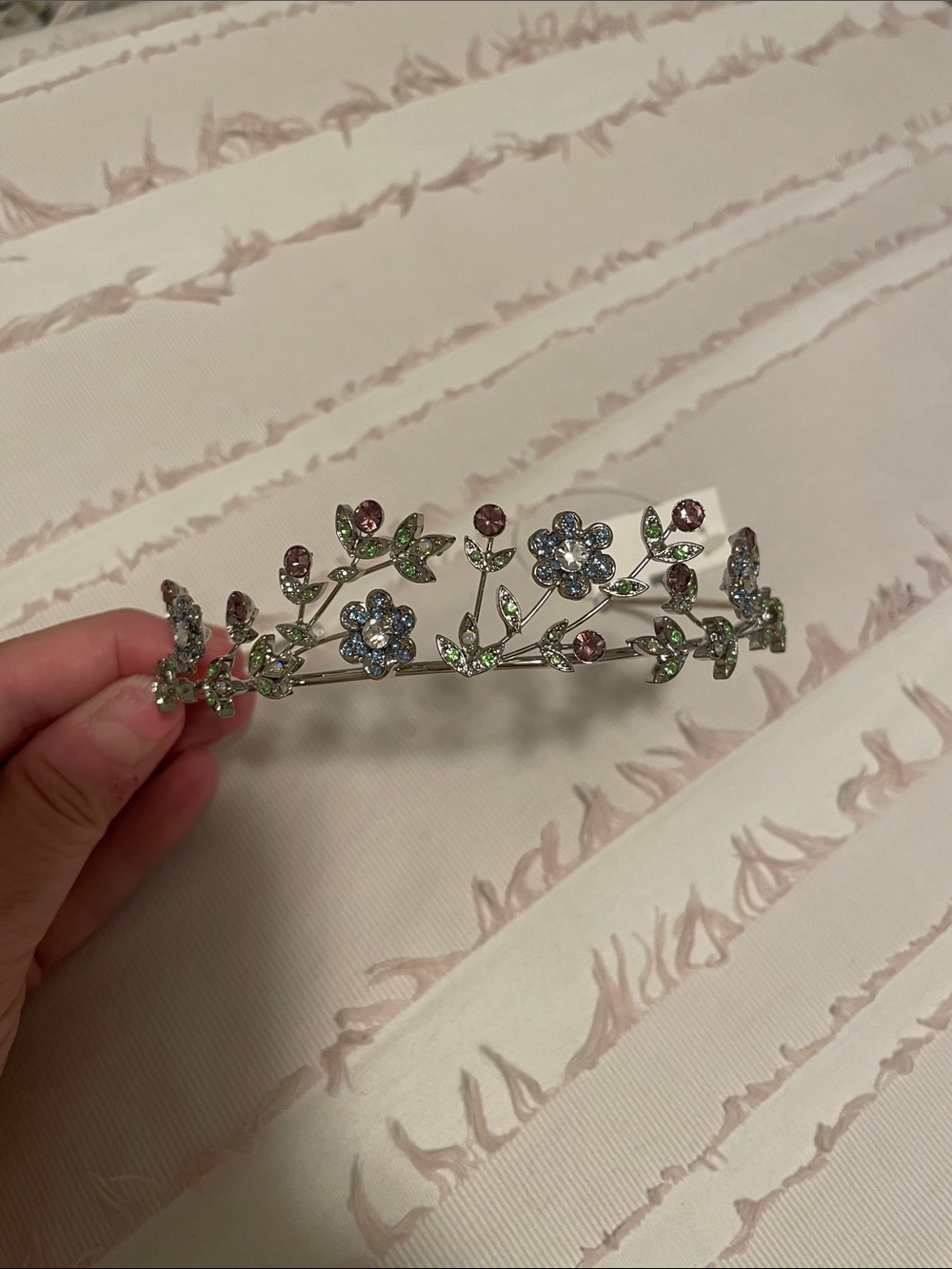Floral Crystal Hair Vine Headband in Pink, Blue & Green